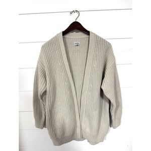 Rhythm Chunky Knit Womens Large Beige Open Front  Cardigan Grandma Sweater